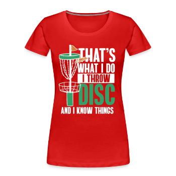 Golf Golfing Basket Sport Throwing Frisbee Players - Women's Premium Organic T-Shirt - red - Front - Mia (176cm)