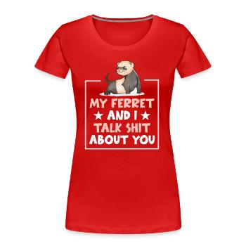 Frettchen Schlankes Wiesel Frettchen - Frauen Premium Bio T-Shirt - Rot - Vorne - Mia (176cm)