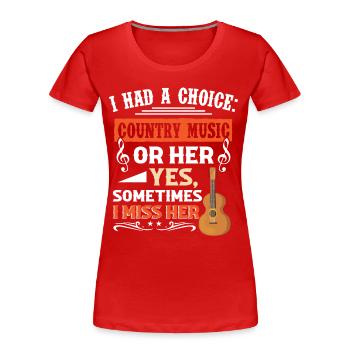 Music Musical Western Folk Music Lover Musician - Women's Premium Organic T-Shirt - red - Front - Mia (176cm)