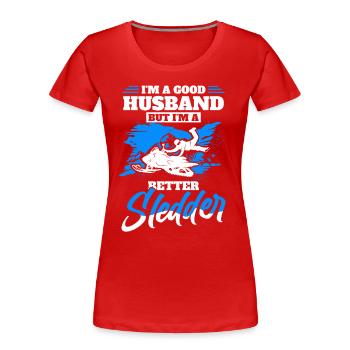 Snowmobiling Snow lovers Sledging - Women's Premium Organic T-Shirt - red - Front - Mia (176cm)