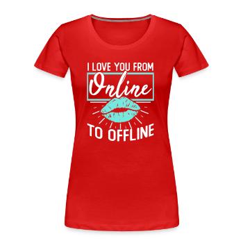 Engagement de couple à distance - T-shirt bio Premium Femme - rouge - Devant - Mia (176cm)