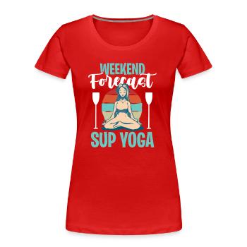 Exercice Stand Up Paddle Fitness Yogini - T-shirt bio Premium Femme - rouge - Devant - Mia (176cm)
