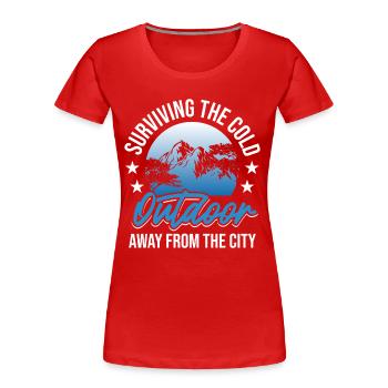 Survival Camping Bushcraft - Frauen Premium Bio T-Shirt - Rot - Vorne - Mia (176cm)