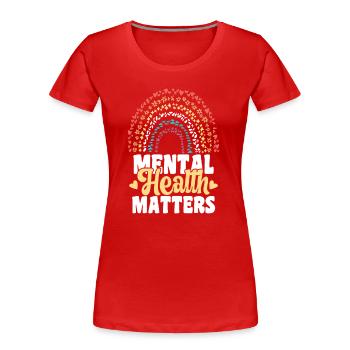 Human Brain Mental Health Awareness - Women's Premium Organic T-Shirt - red - Front - Mia (176cm)