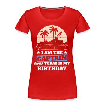 Nautisme Kahn Pontoon Anniversaire du capitaine - T-shirt bio Premium Femme - rouge - Devant - Mia (176cm)