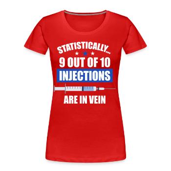 Patient du personnel de santé à domicile - T-shirt bio Premium Femme - rouge - Devant - Mia (176cm)