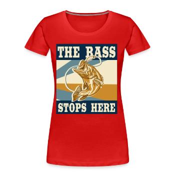 Fischspule Salzwasserfischen Fischer - Frauen Premium Bio T-Shirt - Rot - Vorne - Mia (176cm)