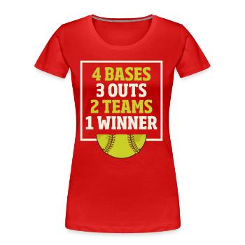 Joueurs de softball - T-shirt bio Premium Femme - rouge - Devant - Mia (176cm)