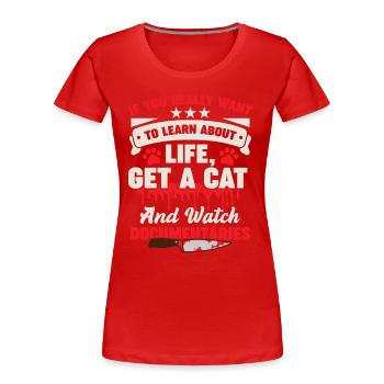 Feline Documentaries Thriller Cat Owners - Women's Premium Organic T-Shirt - red - Front - Mia (176cm)