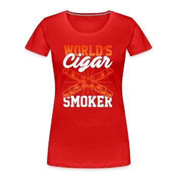 Rauchen Tabak Rauchen Zigarrenliebhaber - Frauen Premium Bio T-Shirt - Rot - Vorne - Mia (176cm)