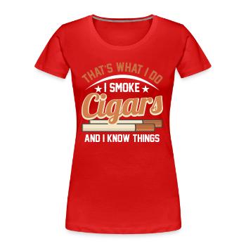 Tabak Nikotin Zigarren Liebhaber Raucher - Frauen Premium Bio T-Shirt - Rot - Vorne - Mia (176cm)
