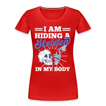 Grufti Skull Skull Skeleton Human Body - Women's Premium Organic T-Shirt - red - Front - Mia (176cm)