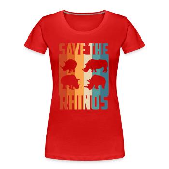 Nashorn Rettet die Nashörner Zoo - Frauen Premium Bio T-Shirt - Rot - Vorne - Mia (176cm)
