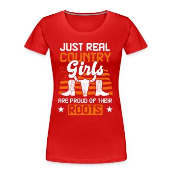 Country Roots Folk - Frauen Premium Bio T-Shirt - Rot - Vorne - Mia (176cm)