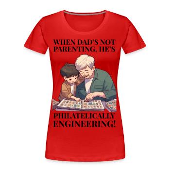 Vintage Postage Stamps Collecting Dad Collectors - Women's Premium Organic T-Shirt - red - Front - Mia (176cm)