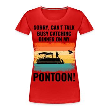 Pontoon Boat Motor Boating Silent Fishing Retro - Women's Premium Organic T-Shirt - red - Front - Mia (176cm)