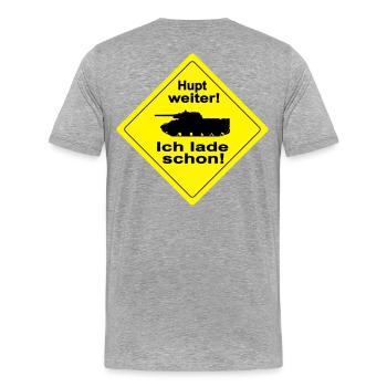 HUPT WEITER - Männer Premium Bio T-Shirt - Grau meliert - Hinten - Damien (186cm)