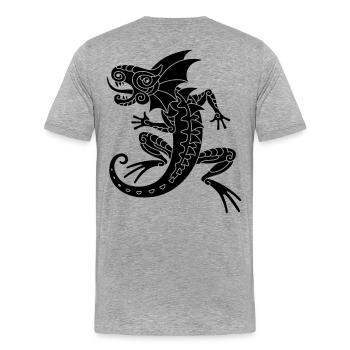 Echse - Männer Premium Bio T-Shirt - Grau meliert - Hinten - Damien (186cm)