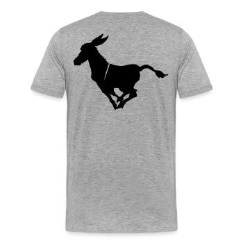 Süßer Esel im Galopp Grautier  - Männer Premium Bio T-Shirt - Grau meliert - Hinten - Damien (186cm)