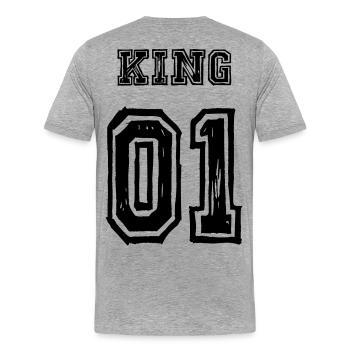 King Queen Partnerlook Love - Männer Premium Bio T-Shirt - Grau meliert - Hinten - Damien (186cm)