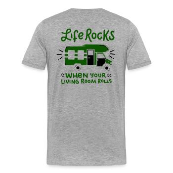 camping - Men's Premium Organic T-Shirt - heather grey - Back - Damien (186cm)