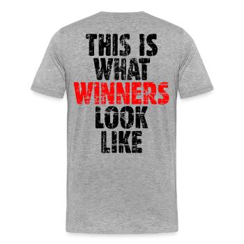 THIS IS WHAT WINNERS LOOK LIKE - Männer Premium Bio T-Shirt - Grau meliert - Hinten - Damien (186cm)