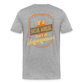 travailleur social - T-shirt bio Premium Homme - gris chiné - Dos - Damien (186cm)