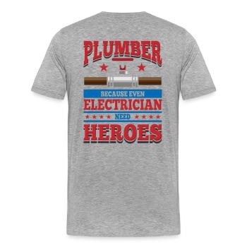 Klempner - Männer Premium Bio T-Shirt - Grau meliert - Hinten - Damien (186cm)
