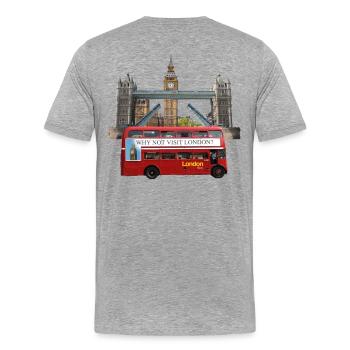 London Landmarks Collage - Männer Premium Bio T-Shirt - Grau meliert - Hinten - Damien (186cm)