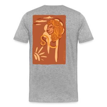 Zodiaque Lion - T-shirt bio Premium Homme - gris chiné - Dos - Damien (186cm)