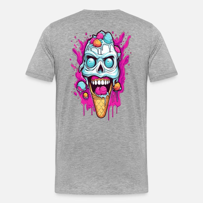 Skull Eiscreme Design - Männer Premium Bio T-Shirt - Grau meliert