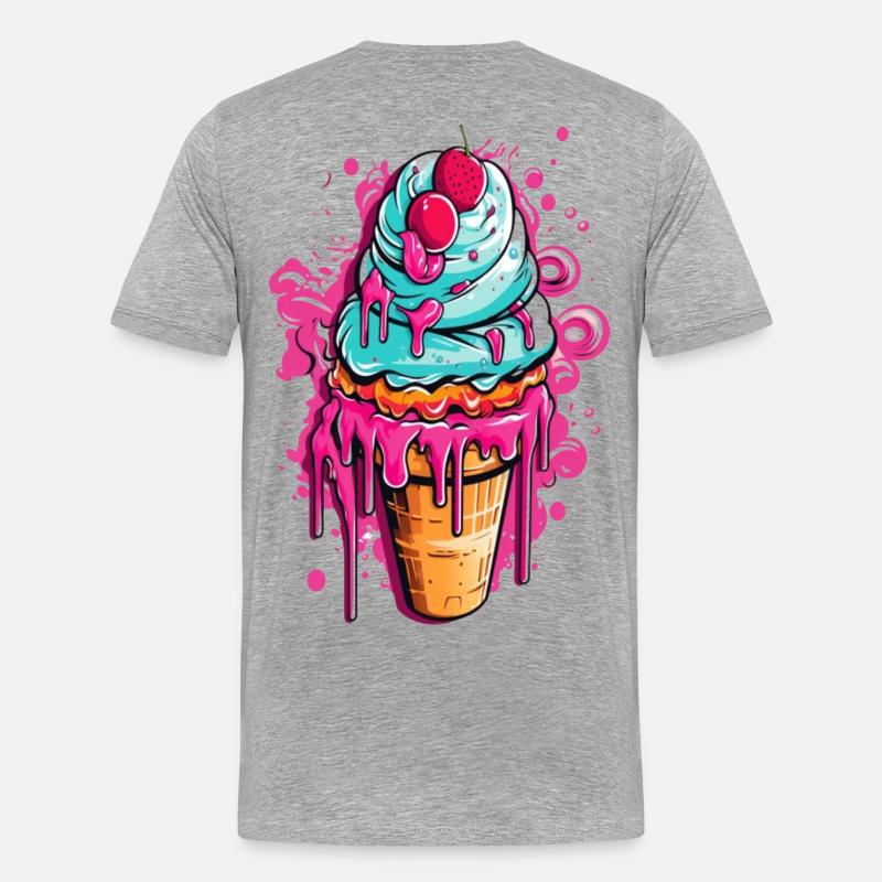 Bunte Eistorte mit Früchten - Männer Premium Bio T-Shirt - Grau meliert
