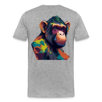 Schimpanse - Männer Premium Bio T-Shirt - Grau meliert - Hinten - Damien (186cm)