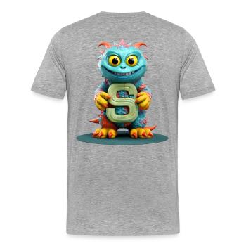Buntes Monster mit Alphabet Buchstabe S - Männer Premium Bio T-Shirt - Grau meliert - Hinten - Damien (186cm)