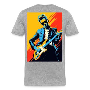 Pop-Art-Rocker - Männer Premium Bio T-Shirt - Grau meliert - Hinten - Damien (186cm)