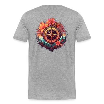 Belle boussole Boho avec des fleurs et des arbres - T-shirt bio Premium Homme - gris chiné - Dos - Damien (186cm)