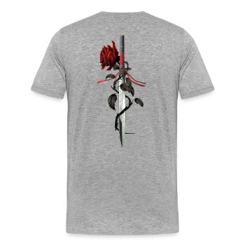 Rose Schwerter Edgy Aesthetic Soft Grunge - Männer Premium Bio T-Shirt - Grau meliert - Hinten - Damien (186cm)