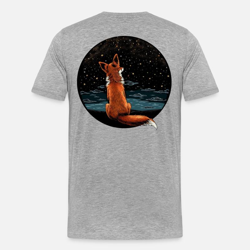 Fuchs mit Sternenhimmel - Männer Premium Bio T-Shirt - Grau meliert