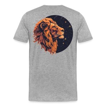 Lion avec ciel étoilé - T-shirt bio Premium Homme - gris chiné - Dos - Damien (186cm)