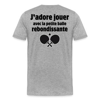 Tischtennis, Tischtennis, Tischtennis - Männer Premium Bio T-Shirt - Grau meliert - Hinten - Damien (186cm)