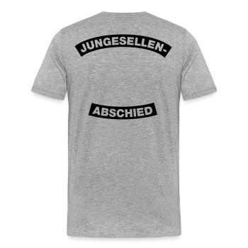 Junggesellenabschied Rahmen Element 1C (MC-Style) - Männer Premium Bio T-Shirt - Grau meliert - Hinten - Damien (186cm)
