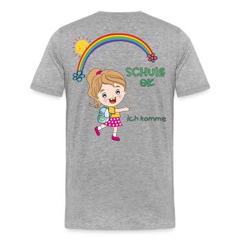Schulkind, Einschulung - Männer Premium Bio T-Shirt - Grau meliert - Hinten - Damien (186cm)