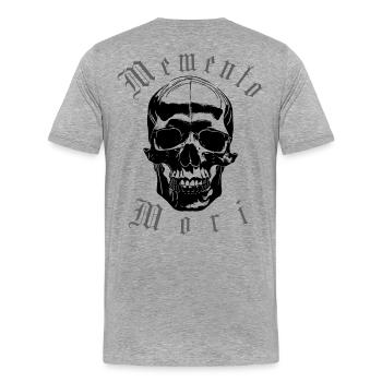 Memento Mori Skull - Männer Premium Bio T-Shirt - Grau meliert - Hinten - Damien (186cm)