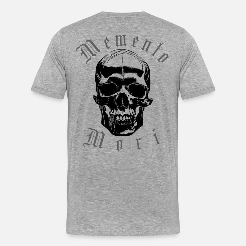 Memento Mori Skull - Männer Premium Bio T-Shirt - Grau meliert