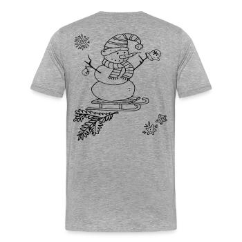 Snowman with Sleigh Christmas - Men's Premium Organic T-Shirt - heather grey - Back - Damien (186cm)