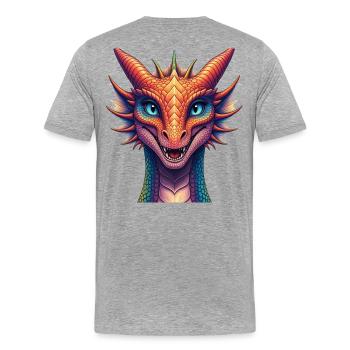 Lebendiger Regenbogen-Drachenkopf - Männer Premium Bio T-Shirt - Grau meliert - Hinten - Damien (186cm)