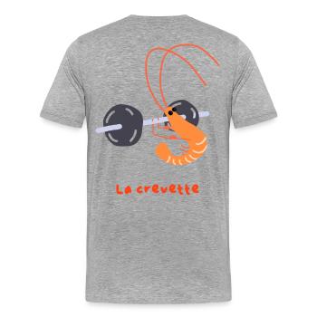 Die Garnele bläht sich auf - Männer Premium Bio T-Shirt - Grau meliert - Hinten - Damien (186cm)