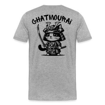 chat, chat mignon, chat doux - T-shirt bio Premium Homme - gris chiné - Dos - Damien (186cm)