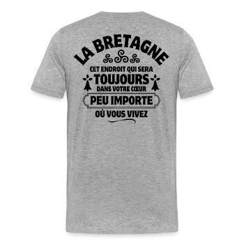 Bretagne, Breton, celte, je suis Breton - T-shirt bio Premium Homme - gris chiné - Dos - Damien (186cm)