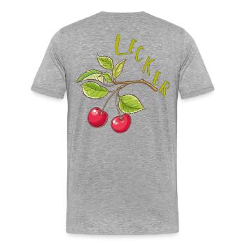 Kirschen  - Männer Premium Bio T-Shirt - Grau meliert - Hinten - Damien (186cm)